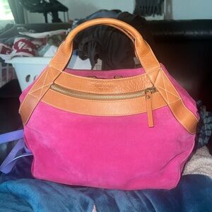 Vintage Kate Spade Satchel  Cori Beaune Pink Handbag Suede/Leather RARE Preloved